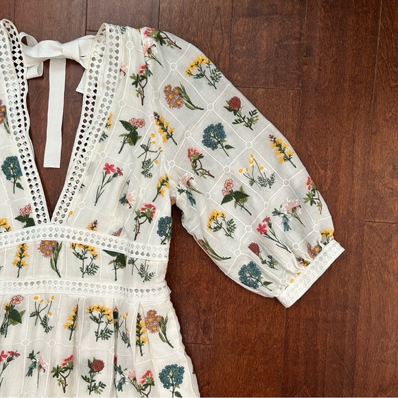 Anthropologie Carla Embroidered Floral Maxi Dress with Lace Trim, Size 16 - Picture 4 of 16